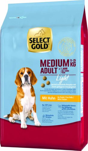 SELECT GOLD Light kutya szárazeledel medium adult csirke 4kg
