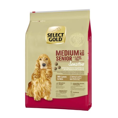 SELECT GOLD Sensitive kutya szárazeledel medium senior bárány 4kg