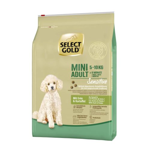 SELECT GOLD Sensitive kutya szárazeledel mini adult kacsa 4kg