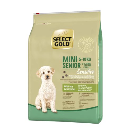 SELECT GOLD Sensitive kutya szárazeledel mini senior kacsa 4kg
