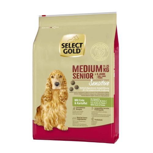 SELECT GOLD Sensitive kutya szárazeledel medium senior kacsa 4kg