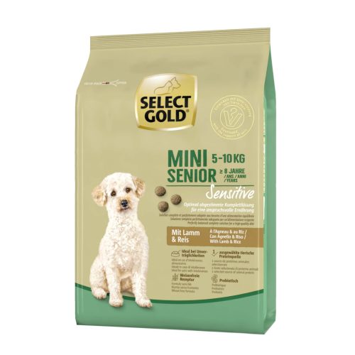 SELECT GOLD Sensitive kutya szárazeledel mini senior bárány 1kg