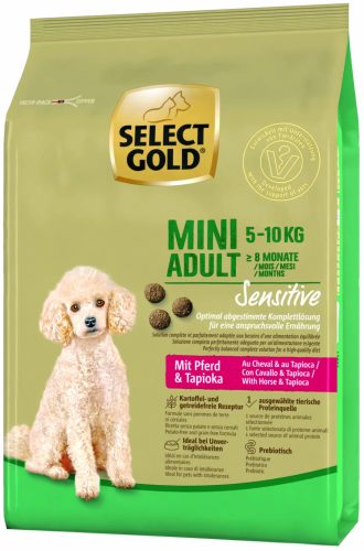 SELECT GOLD Sensitive kutya szárazeledel mini adult ló&tápióka 1kg