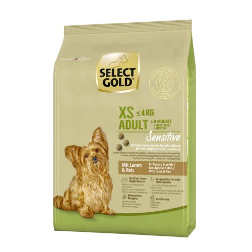 SELECT GOLD Sensitive kutya szárazeledel XS adult bárány&rizs 1kg