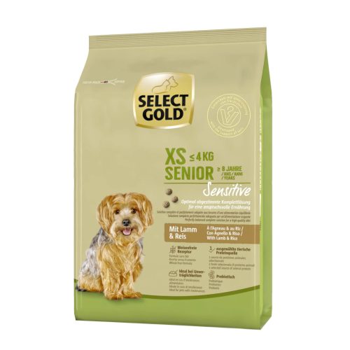 SELECT GOLD Sensitive kutya szárazeledel XS senior bárány&rizs 1kg