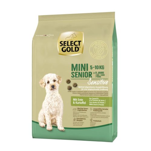 SELECT GOLD Sensitive kutya szárazeledel mini senior kacsa 1kg