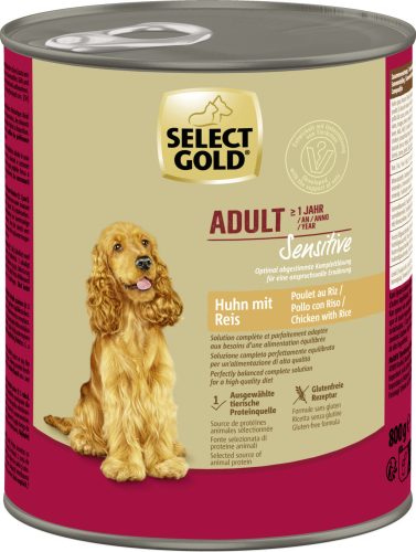 SELECT GOLD Sensitive kutya konzerv adult csirke&rizs 6x800g