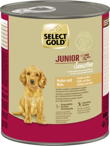 SELECT GOLD Sensitive kutya konzerv junior csirke&rizs 6x800g