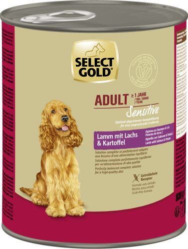 SELECT GOLD Sensitive kutya konzerv adult bárány&lazac 6x800g