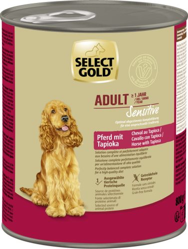 SELECT GOLD Sensitive kutya konzerv adult lóhús&tápióka 6x800g