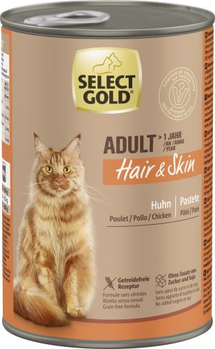 SELECT GOLD Sensitive macska konzerv adult Hair&Skin csirke 6x400g
