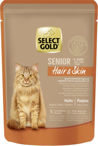 Select Gold Hair&Skin macska tasak senior csirke 12x85g