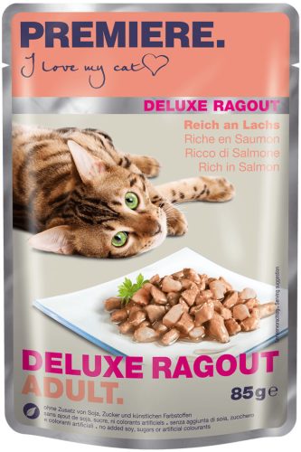 Premiere Deluxe Ragout macska tasak adult lazac 22x85g