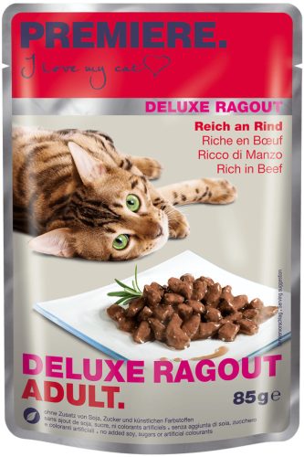 Premiere Deluxe Ragout macska tasak adult marha 22x85g