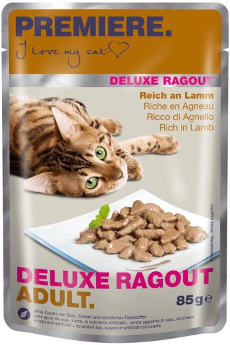 Premiere Deluxe Ragout macska tasak adult bárány 22x85g