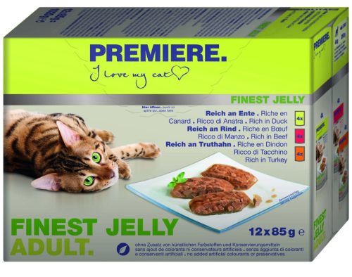 Premiere Finest Jelly macska tasak MP adult kacsa&marha 12x85g
