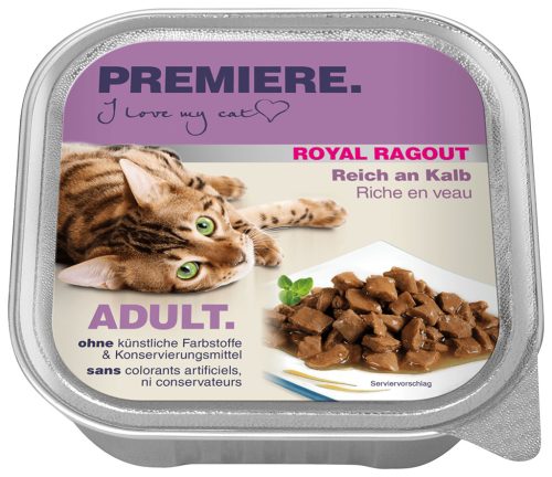 Premiere Royal Ragout macska tálka adult borjú 16x100g