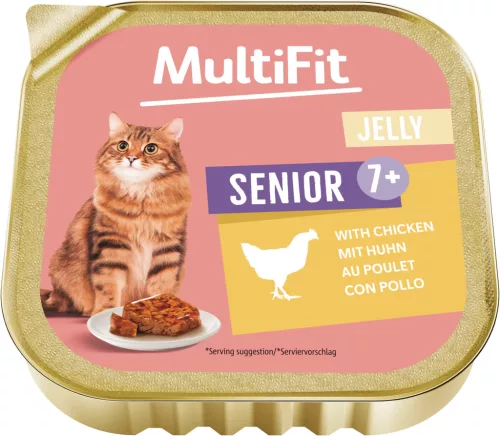MultiFit macska tálka zselé senior csirke 16x100g