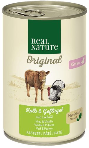 Real Nature Original macska konzerv kitten borjú&pulyka 6x400g