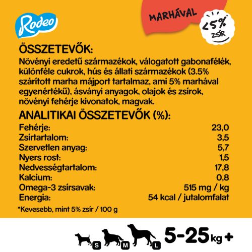 Pedigree Rodeo kutya jutalomfalat marha 70g