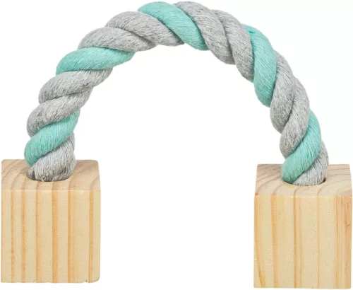 Trixie kisemlős játék fakocka kötéllel 20cm