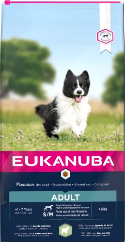 Eukanuba száraz kutyaeledel Small&Medium Breeds adult  bárány&rizs 12kg