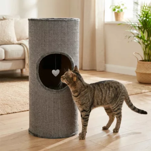 AniOne Tobi hordó kaparófa macskáknak szürke 40x100