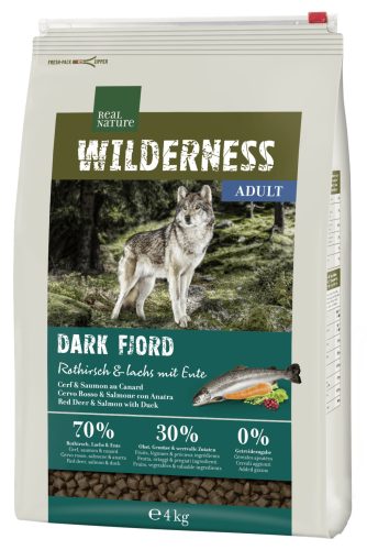 Real Nature Wilderness száraz kutyaeledel adult Dark Fjord gímszarvas&lazac 4kg