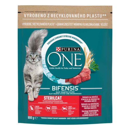 PURINA ONE STERILCAT Marhában gazdag száraz macskaeledel 800g