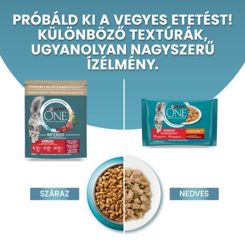 PURINA ONE STERILCAT Marhában gazdag száraz macskaeledel 800g