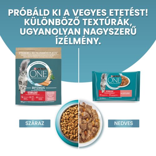 PURINA ONE STERILCAT Lazacban gazdag száraz macskaeledel 800g