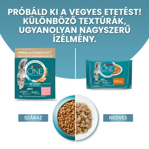 PURINA ONE Lazacban gazdag száraz macskaeledel 800g