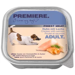 Premiere Finest Meat kutya tálka adult csirke&lazac 10x150g