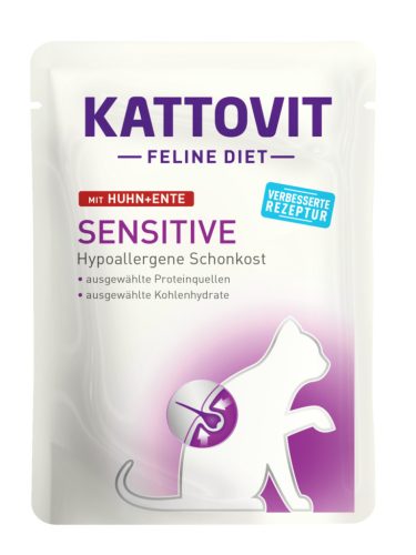 Kattovit Feline Diet Sensitive tasak macskaeledel csirke&kacsa 24x85g 