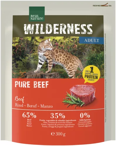 Real Nature Wilderness Pure Beef száraz macskaeledel adult marha 300g