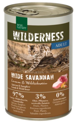 Real Nature Wilderness macska konzerv adult Wide Savannah bárány&vaddisznó 6x400g