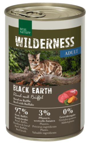 Real Nature Wilderness macska konzerv adult Black Earth marha&bivaly 6x400g