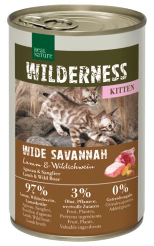 Real Nature Wilderness macska konzerv kitten Wide Savannah bárány&vaddisznó 6x400g