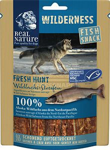 REAL NATURE Wilderness Fish Snack Fresh Hunt kutya jutalomfalat lazac 70g