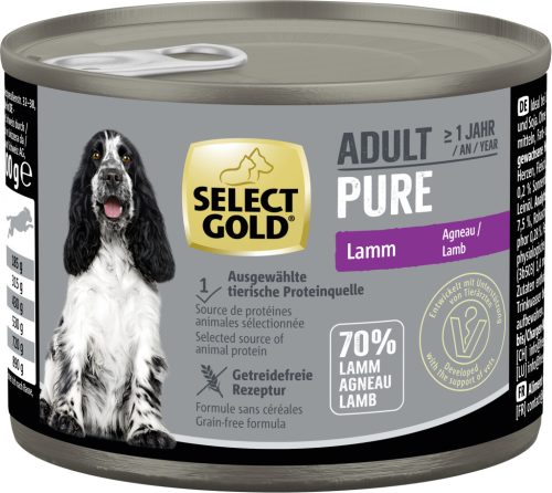 Select Gold Pure kutya konzerv adult bárány 6x200g