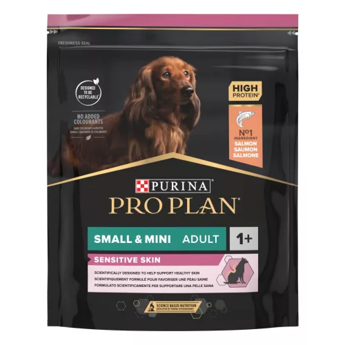 Pro Plan Small & Mini Adult Sensitive Skin lazacban gazdag száraz kutyaeledel 700g