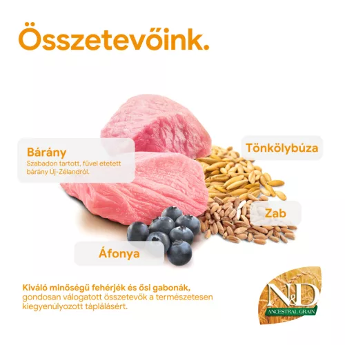 N&D Ancestral Grain Bárány & Áfonya Felnőtt Mini száraz kutyaeledel 2,5kg