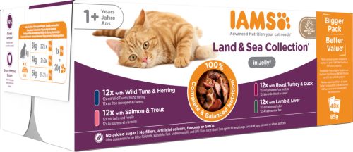 IAMS Advanced Nutrition macska tasak MP Land&Sea in jelly 48x85g