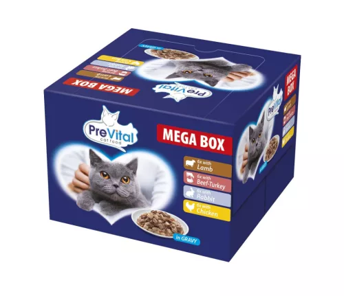 PreVital alutasakos MP adult nedves macskaeledel megabox vegyes 24x100g