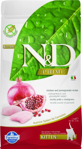 N&D Prime csirke&gránátalma kitten száraz macskaeledel 1,5kg