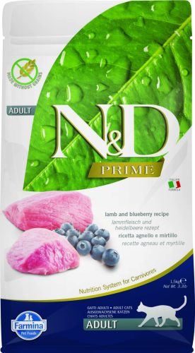 N&D Prime bárány&áfonya adult száraz macskaeledel 1,5kg