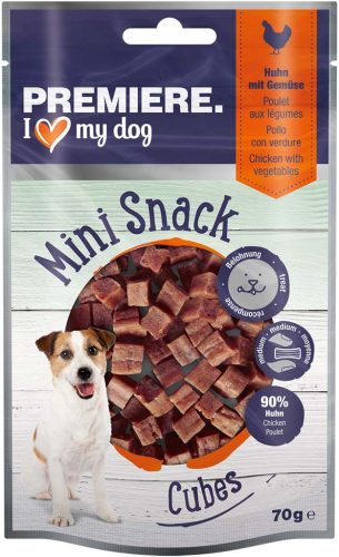 Premiere Mini Cubes kutya jutalomfalat csirke&répa&spenót 70g
