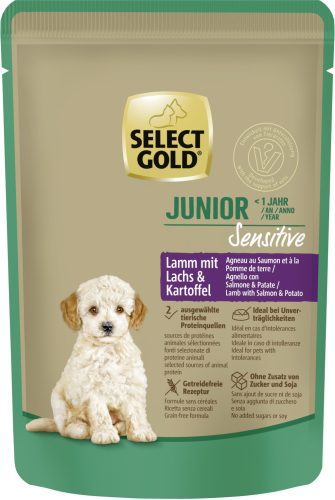 SELECT GOLD Sensitive kutya tasak mini junior bárány&lazac 12x100g