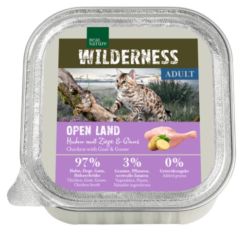 Real Nature Wilderness macska tálka adult Open Land csirke&kecske 16x100g