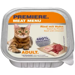 Premiere Meat Menu macska tálka adult marha&csirke 16x100g